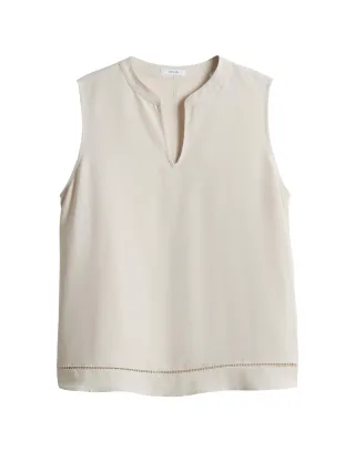 Opus - Blusentop mit filigraner Lochspitze - Faribica beige - Gr. - 38