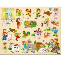 Woodyland Lernspielzeug Großes Holzpuzzle / Greifpuzzle mit Knauf zum Thema Tiere/Farm. 21 tlg (21-St), Puzzleteile mit griffigem Holzknauf zum Puzzeln