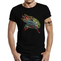 LOBO NEGRO® T-Shirt als Geschenk für Angler und Fischer: Hecht Color