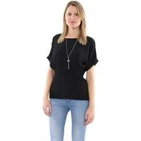 malito more than fashion Schlupfbluse malito Damen Bluse mit Halskette, Oberteil mit modischer Raffung, Bluse mit Halskette