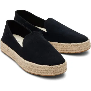 TOMS Carolina 100% Rindsleder Damen schwarze Espadrilles