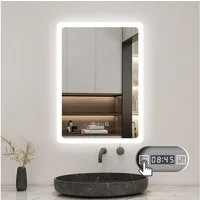 Aica Sanitär Badspiegel Wandspiegel Beschlagfrei+dimmbar+Memory+Uhr+Touch/Wandschalter