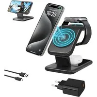 LA CUTE MagSafe Ladeständer iPhone, Apple Watch Kabelloses Laden Wireless Charger (2000,00 mA, 3-in-1 MagSafe Wireless Charger für iPhone, Apple Watch und AirPods., Magsafe-Ladegerät für iPhone, Apple Watch & AirPods, magnetisch, Schnelles Laden mit 