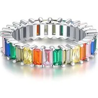 Lisandra Scott Silberring 18K Rainbow Baguette Ring 925 Sterling Silber mit Regenbogen Steinen, Funkelnd in allen Farben – dein Statement-Ring für jedes Outfit