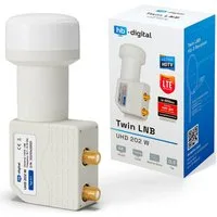 HB-DIGITAL LNB Twin für 2 Teilnehmer UHD 202 W LTE Filter wetterfest weiß Universal-Single-LNB (für 2 Teilnehmer, Die vergoldeten F-Anschlüsse für noch bessere Signalübertragung)