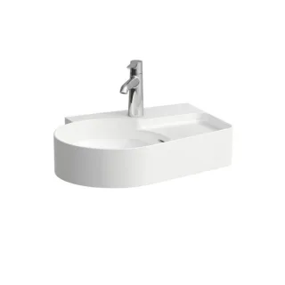 LAUFEN Val Aufsatzwaschtisch H8162880001061 53x40cm, wandmontiert, Unterseite geschliffen, mit Überlauf, mit 1 Hahnloch, weiß