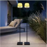 GLOBO LIGHTING LED Außen-Stehlampe, LED-Leuchtmittel fest verbaut, Farbwechsel, Neutralweiß, Kaltweiß, Warmweiß, Tageslichtweiß, 2x LED Stehleuchte Außen Standlampe Touchdimmer CCT Akku H 120 cm