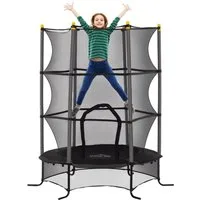 HOMCOM Kindertrampolin Trampolin mit Sicherheitsnetz, Randabdeckung, Gartentrampolin, Ø 163 cm, (Indoor Trampolin, 1 tlg., Trampolin), für Kinder 3-10 Jahre, bis 50 kg belastbar, Schwarz