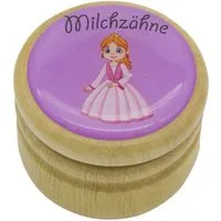 GICO Zahndose Milchzahndose Zahndose Milchzähne Holz 44 mm Prinzessin - 7026, Bilderdose für Jungen und Mädchen