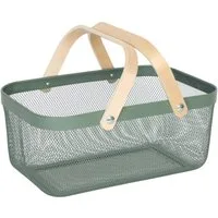 relaxdays Aufbewahrungskorb Eckiger Drahtkorb mit Henkeln, Mint
