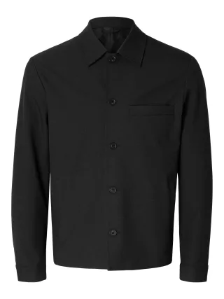 selected men - SLMREG-ROBERT OVERSHIRT NOOS Schwarz - Gr. - L