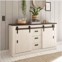 Home affaire Sideboard SHERWOOD, Holz Dekor, mit Scheunentorbeschlag und Apothekergriffen, Breite 161cm