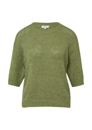 s.Oliver Red Label - Strickpullover mit 3/4-Arm und Rundhalsausschnitt grün - Gr. - 44