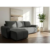 Home affaire Ecksofa Nortrud-Chester, 241 cm, L-Form, mit Schlaffunktion u. Bettkasten, Recamiere rechts / links montierbar, Steppung, Feinstruktur-Bezug
