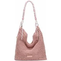 ITALYSHOP24 Schultertasche DAMEN TASCHE Hobo Shopper Häkeltasche Boho Geflecht Freizeit Urlaub, Sommer Basttasche Strand Reise Beuteltasche Stroh Handtasche Kordel