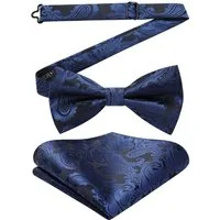 LuxusKollektion Fliege Fliege Herren vorgebundene Einstecktuch Anzug Smoking A2-blau