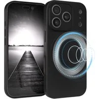 EAZY CASE Handyhülle für Apple iPhone 17 Pro Hülle Silikon 6,3 Zoll, Schutzhülle mit MagSafe kratzfest Back Cover Kameraschutz Schwarz