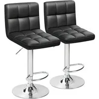SURFOU Barhocker 2er Set Höhenverstellbar PU-Leder mit Lehne Barstuhl Bar Hocker Stool, BarChair Barsessel Küchenstühle mit Rückenlehne Fußstütze Metallrahmen