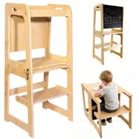 BlingBin Stehhilfe 3-in-1 Lernturm klappbar, verwandelbar in Schreibtisch und Stuhl (1er Set, 1 St), Beobachtungsturm mit Kreidetafel Für Kinder, für Küche Tisch Bad