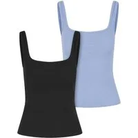 URBAN CLASSICS Muskelshirt Urban Classics Ladies Wide Neck Rib Top 2-Pack (1-tlg)