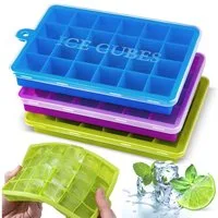 HUGERSTONE Eiswürfelform 3 Pack Eiswürfelbehälter mit Deckel, Silikon Eiswürfelform, BPA frei, (Set, 24 x Eiswürfelformen, 72 Eiswürfel 3-tlg), Stapelbar, Leichtes Herauslösen, Spülmaschinenfest