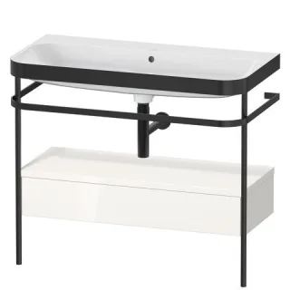 Duravit Happy D.2 Plus c-bonded Set mit Metallkonsole und Schubkasten Weiß Hochglanz 975x490x850 mm  HP4743N2222