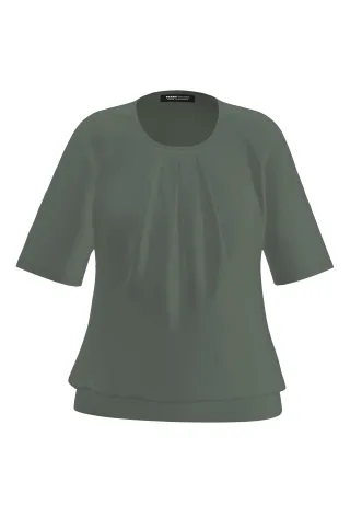FRANK WALDER - Blusenshirt NOS mit modischer Faltenpartie vorne khaki - Gr. - 42