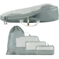 TRAVEL DUDE Kofferorganizer, Packing Cubes aus recycelten Plastikflaschen (ultraleichte Packwürfel, 4-tlg., Packing Cubes für Rucksack und Koffer, Packtaschen), mit Kompression und einem Nassfach
