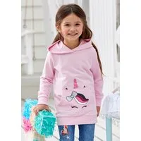 KIDSWORLD Kapuzensweatshirt, Longsweatshirt mit niedlichem Einhorn Langarm, Basic-Passform, bedruckt, mit Kapuze, aus Baumwolle
