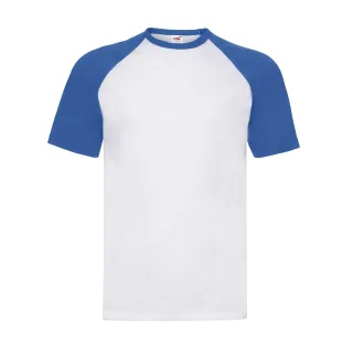 Fruit of the Loom - T-Shirt für Herren/Damen Unisex - Baseball (Weiß/Königsblau)