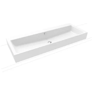 Kaldewei Puro Aufsatz-Waschtisch 907006003001 120x46x12cm, mit Überlauf, ohne Hahnloch, weiß Perl-Effekt