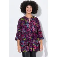 Angel of Style Tunika Bluse A-Linie farbiger Leo-Print Volants