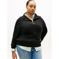 Tommy Hilfiger Curve Troyer CRV CO CABLE MID GG 1/2 ZIP SWT in großen Größen, mit Zopfmuster