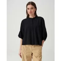 OPUS Kurzarmbluse aus Crinkle Webware mit Oversize Fit Luftiger Look mit femininer Rückenfalte