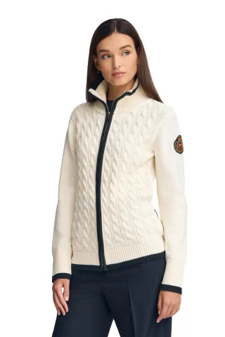 Cardigan ecru mit maritimem Polo Club-Patch
