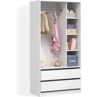 Livinity® Kleiderschrank Trento, Weiß/Weiß, 100 x 200 cm mit 2 Schubladen (1-St)