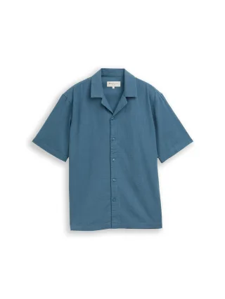 Denim Tom Tailor - Relaxed Fit Resort Kurzarmhemd classic dust blue - Gr. - M