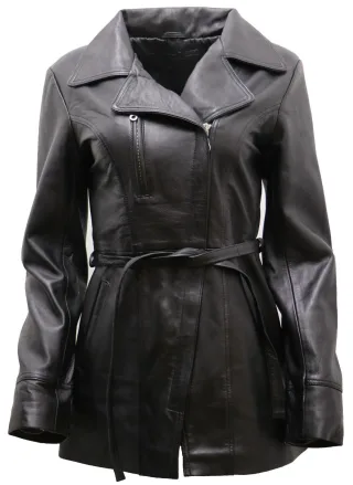 Damen-Bikerjacke aus Leder in Md-Länge – Okehampton