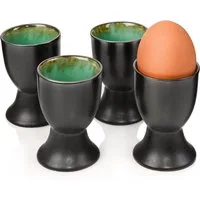 SÄNGER Eierbecher Palm Beach Grün Schwarz, (Set, 4-tlg., Eierhalter), Handmade, Premium Collection
