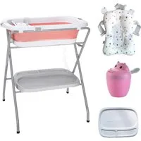 SEHAUSEU Babybadewanne Babywanne Badewanne mit Gestell faltbar, mit Thermometer, mit Abflussschlauch, Kissen–Matratze, Ablagebrett, Haarwaschbecher