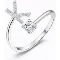 S&T Design Fingerring Buchstaben Ring Damen 14K Gold Vergoldet Silber Verstellbar Wasserfest (Goldring Geschenke für Frauen Freundin Mädchen Schmuck, 1-tlg., Buchstabenring), Damenring langlebigem Edelstahl Verstellbare Größe 50 - 60 Modeschmuck
