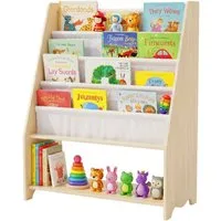 relaxdays Kinderregal Bücherregal Kinder 4 Stofftaschen, B