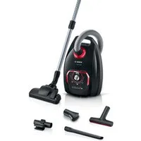 BOSCH Bodenstaubsauger Serie 8 BGB75X650, ideal für Allergiker, 10 Jahre Motorgarantie, 650 W, mit Beutel, Hygiene-Filter, XXL-Polsterdüse, XXL-Fugendüse, langes Kabel, schwarz