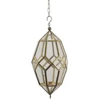 Casa Moro Hängewindlicht Orientalische Hängelaterne mit Kette aus Glas & Metall (Hängewindlicht Laterne für Teelicht & Kerzen, Hängeleuchte, Kerzenhalter, Teelichthalter mit Kette), Ostern Muttertag Geschenk Wohn Deko IR-60572