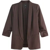 Next Jackenblazer Relaxed Fit Blazer mit Raffärmeln und Vichykaros (1-tlg)