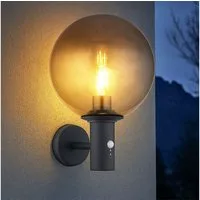 GLOBO LIGHTING LED Außen-Wandleuchte, Leuchtmittel inklusive, Warmweiß, LED Außen Wandlampe mit Bewegungsmelder anthrazit Hauswandlampe