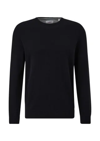 s.Oliver Red Label - Strickpullover mit Logo-Stickerei schwarz - Gr. - XL