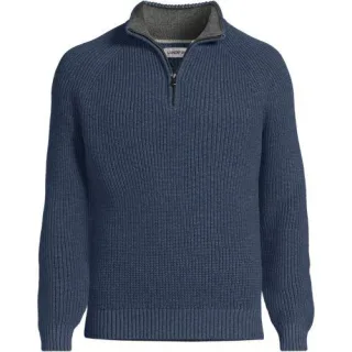 DRIFTER Pullover mit Reißverschluss in Tall-Größe, Herren, size: tall, Blau, Baumwolle, by Lands' End
