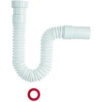 Sanixa Siphon Universal-Abflusssiphon flex 1 1/2" Zoll auf 40 / 50mm Siphon Küche, (Abfluss Rohr, Kunststoff weiß), Spüle Bad Waschbecken Ablauf flexibel