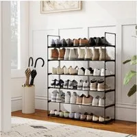 Sekey Schuhregal Schuhaufbewahrung Metall XXL Ständer Regale Extra Breit 92 cm, Schuhständer Metall, 6 Ebenen Metallgestell, 24-30 Paar Schuhe